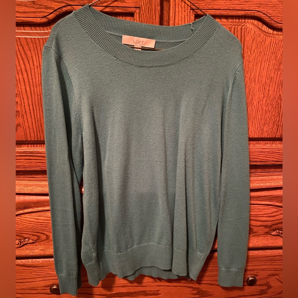 LOFT Women's Green Crew Neck Sweater, XL